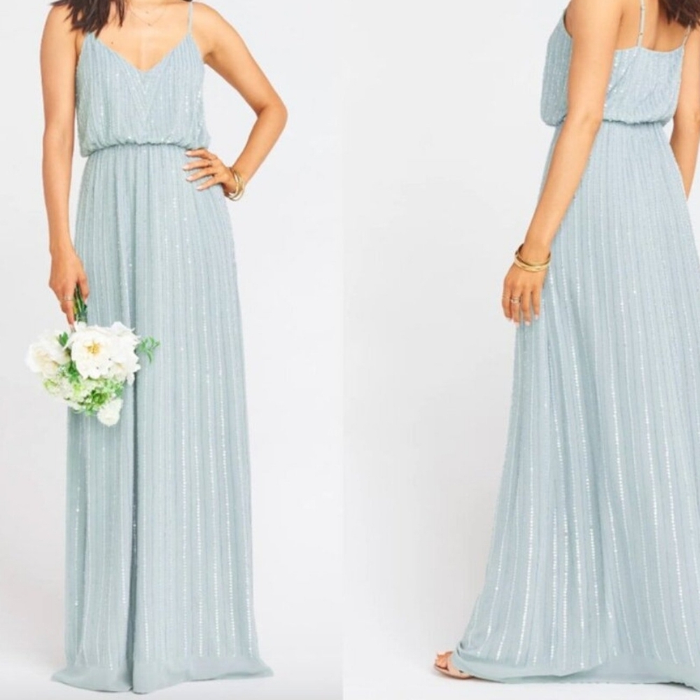 Show Me Your MuMu Victoria Maxi Dress Beaded Size M Light Green